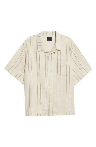 Pacsun Lisbon Stripe Cotton Slub Camp Shirt In Neutral