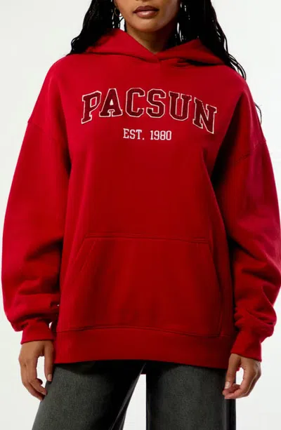 Pacsun Logo 1980 Oversize Cotton Blend Hoodie In Red