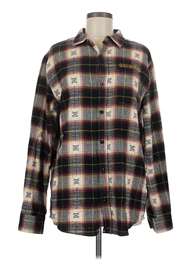Pre-owned Pacsun Long Sleeve Polo Shirt In Brown