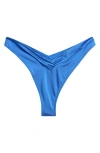 Pacsun Lotus Metallic Shirred V-cut Bikini Bottoms In Blue