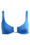 Pacsun Lotus Shirred Swim Top In Blue