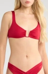 Pacsun Lotus Shirred Swim Top In Red