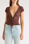 Pacsun Madeline Open Stitch Tie Front Cotton Top