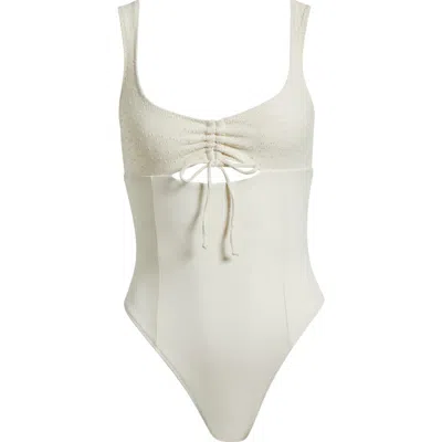 Pacsun Maeve Eyelet One-piece Swimsuit In Gardenia