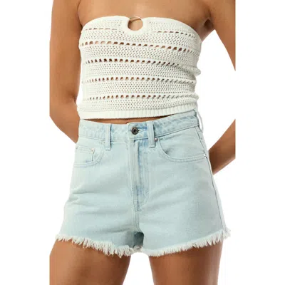 Pacsun Malisha Ivy Fray Hem Denim Shorts In Neutral