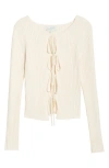 Pacsun Margot Tie Front Rib Sweater In Neutral