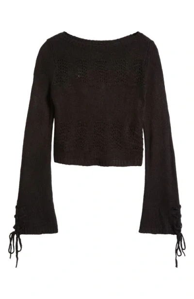 Pacsun Marissa Tie Sleeve Sweater In Anthracite