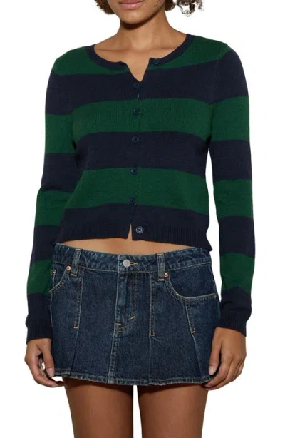 Pacsun Marley Cardigan In Green/navy Stripe