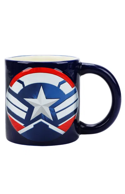 Pacsun Marvel Captain America Sculpted Ceramic Mug In Blue In Multi