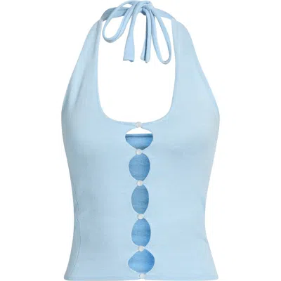 Pacsun Melina Cutout Halter Top In Blue