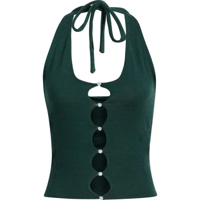 Pacsun Melina Cutout Halter Top In Green