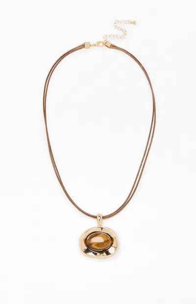 Pacsun Melody Metal Pendant Necklace In Gold