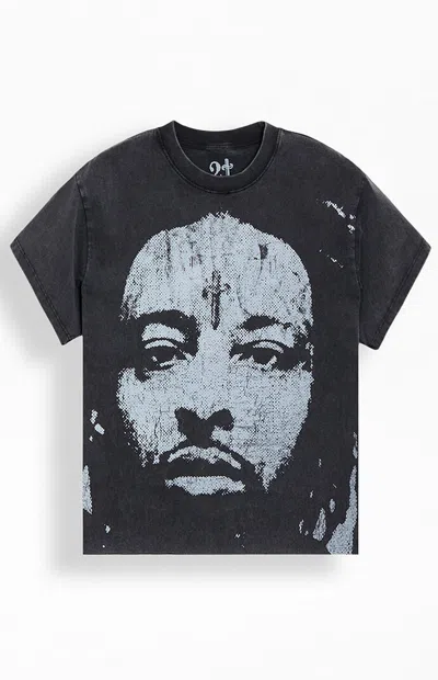 Pacsun Men's 21 Savage Big Face T-shirt In Washed Black