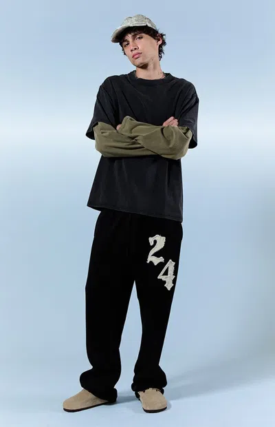 Pacsun Men's 24 Applique Fleece Baggy Sweatpants In Black