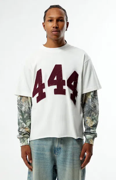 Pacsun Men's 444 Camo Cropped 2fer Long Sleeve T-shirt In Cream In White