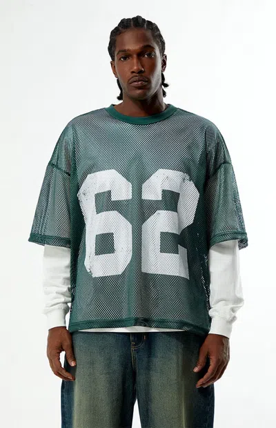 Pacsun Men's 62 Mesh Jersey 2fer Long Sleeve T-shirt In Green