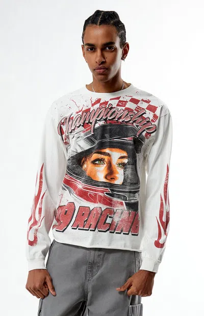 Pacsun Men's 99 Racing Cropped Long Sleeve T-shirt In White
