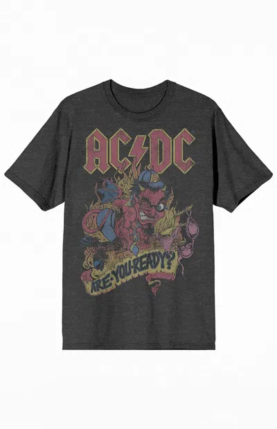 Pacsun Men's Ac/dc Are You Ready T-shirt In Charcoal Heather In Gray