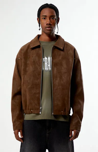 Pacsun Men's Alex Studded Faux Leather Gas Jacket In Brown