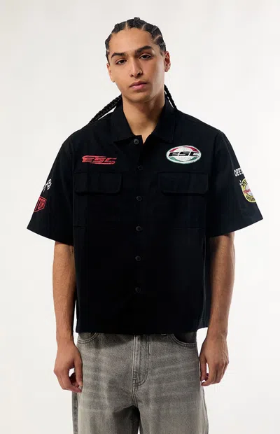 Pacsun Men's Apex Racing International Button Down Shirt In Black In Blue