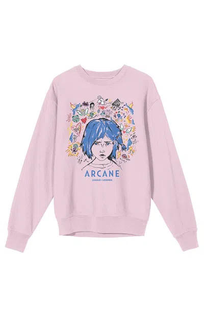 Pacsun Men's Arcane League Of Legends Powder Doodle Art Crew Neck Sweatshirt In Pink
