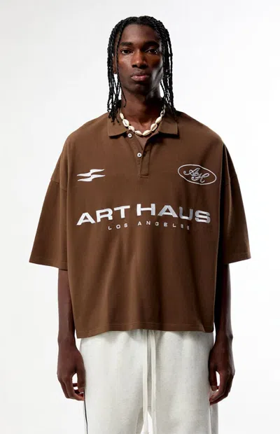 Pacsun Men's Art Haus Boxy Polo Shirt In Brown