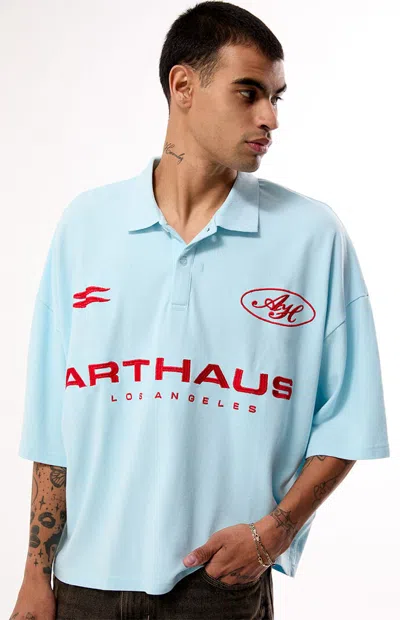 Pacsun Men's Art Haus Oversized Polo Shirt In Light Blue