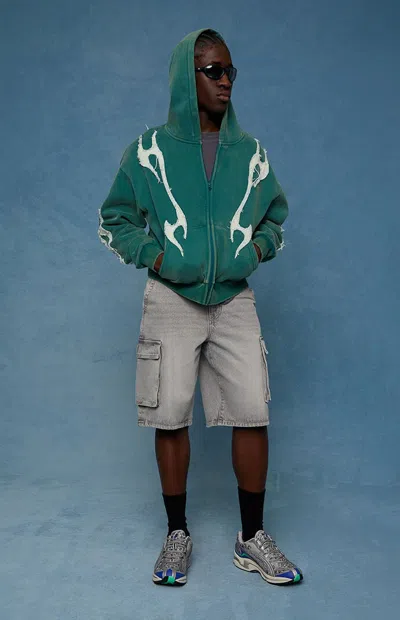 Pacsun Peter Extreme Baggy Denim Cargo Shorts In Gray