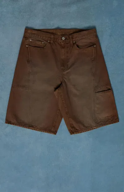 Pacsun Men's Austin Extreme Baggy Denim Shorts Darted Brown