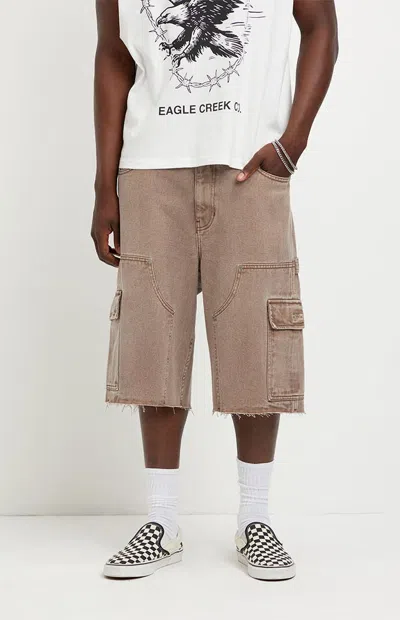 Pacsun Men's Austin Extreme Baggy Jean Shorts Cargo Brown
