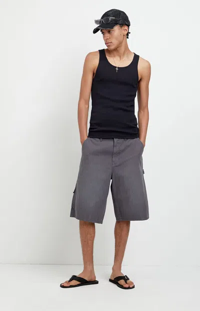 Pacsun Men's Austin Extreme Baggy Jean Shorts Cargo Carpenter Charcoal In Gray