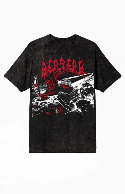 Pacsun Men's Berserk Guts & Monster T-shirt In Washed Black