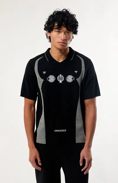 Pacsun Men's Black Chanceux Knit Polo Shirt