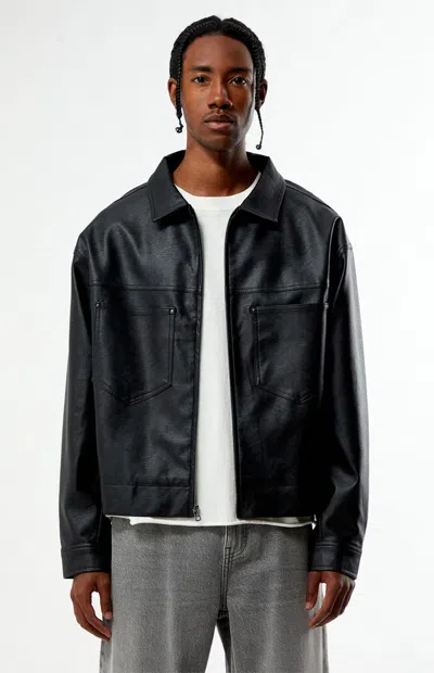 Pacsun Men's Black Faux Leather Billie Gas Jacket