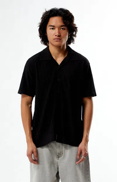 Pacsun Men's Black Pointelle Camp Shirt