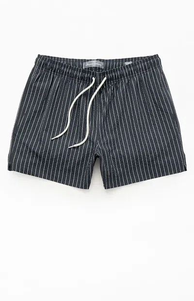 Pacsun Men's Black Sandbar Striped Seersucker 4.5" Swim Trunks