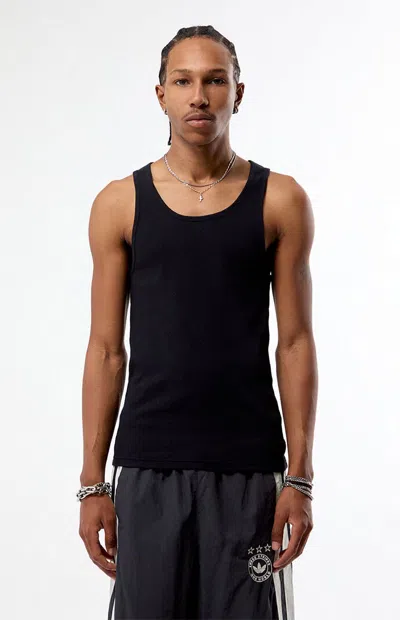 Pacsun Men's Black Script Ribbed Tank Top