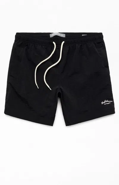 Pacsun Men's Black Solid Collegiate 6.5" Swim Trunks In Jet Black