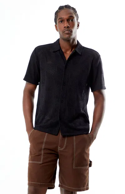 Pacsun Men's Black Triangle Knit Camp Shirt