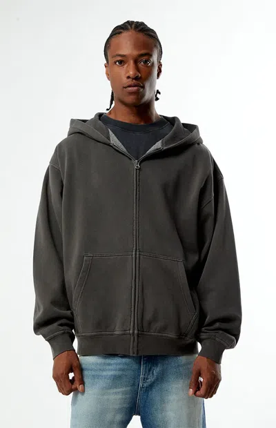 Pacsun Men's Black Vintage Washed Full Zip Hoodie