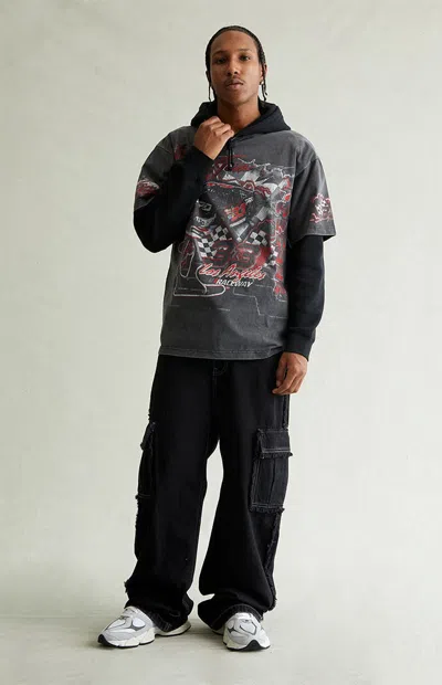 Pacsun Men's Blake Extreme Baggy Jeans Cargo Frayed Black