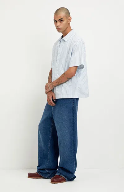 Pacsun Men's Blake Extreme Baggy Jeans Medium Blue In Medium Indigo In White