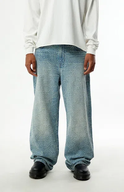 Pacsun Men's Blake Extreme Baggy Jeans Textured Tinted Light Blue In Light Indigo