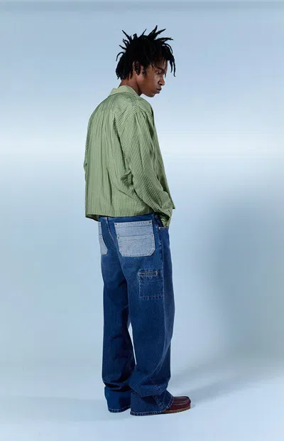 Pacsun Men's Blake Extreme Baggy Jeans Two Tone Medium Blue In Medium Indigo In Multi