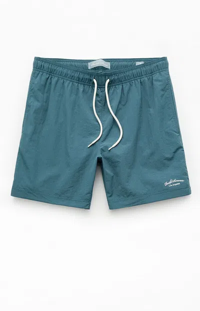 PACSUN MEN'S BLUE COLLEGIATE 6.5" SWIM TRUNKS