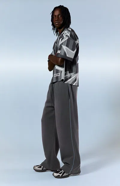 Pacsun Men's Blue Contrast Binding Fleece Extreme Baggy Sweatpants In Gray