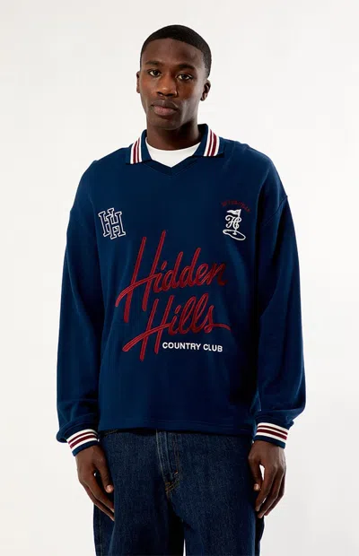 Pacsun Men's Blue Hidden Hills Polo Sweatshirt