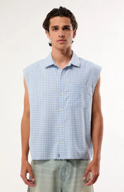 Pacsun Men's Blue Plaid Benny Cutoff Shirt In Multi