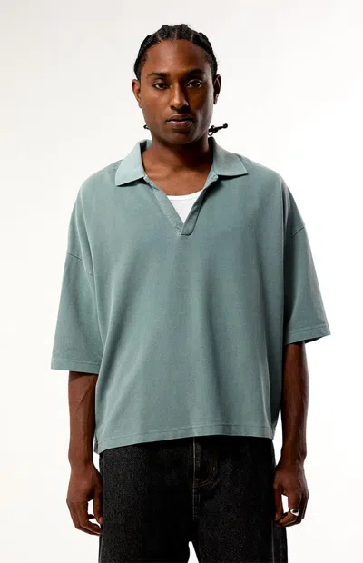 Pacsun Men's Blue Solid Polo Shirt In Green