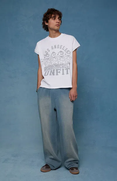 Pacsun Men's Blue Tinted Washed Fleece Extreme Baggy Sweatpants